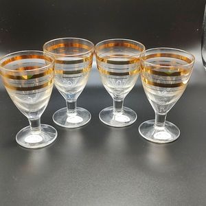 4 Vintage as USSR Crystal Cordial Glasses